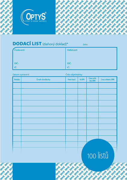 OP 1044 Dodací list A5 100 listov