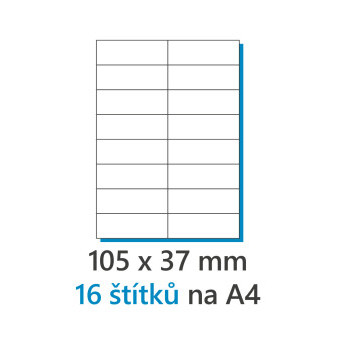 Etiketa 105x37mm/100ks, A4 biela, Labels 1/16