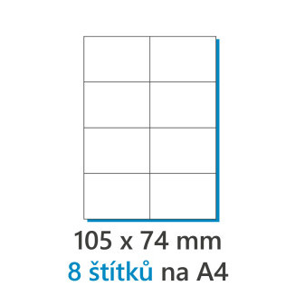Etiketa 105x74mm/100ks biela, Labels 1/8
