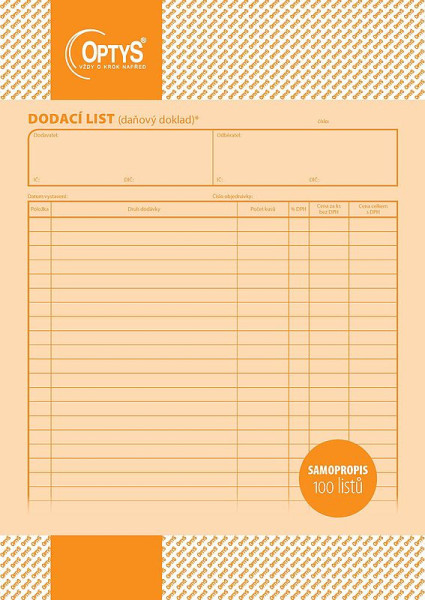 OP 1076 Dodací list A4 samoprepisovací 100 listov