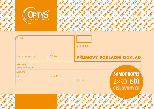 OP 1081 Príjmový pokladničný doklad číslovaný samopropisovací A6 2 x 50 listov