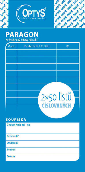 OP 1092 Paragón číslovaný 7,5 x 15cm 2 x 50 listov