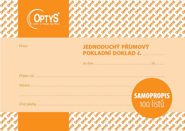OP 1302 Príjmový pokladničný doklad jednoduchý samoprepisovací A6 100 listov
