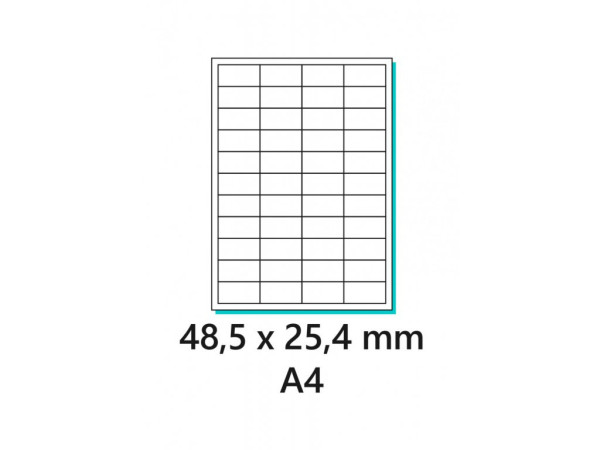 Etiketa 48,5x25,4mm/100 ks A4 biela, Labels 1/40 širší rámček
