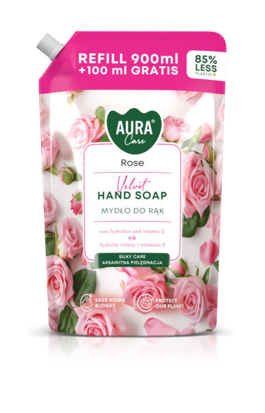 Ružové mydlo na ruky 1000 ml náhradná náplň AHS-002-001 AURA Care