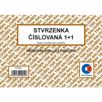 BA PT 072 Potvrdenka číslovaná 1+1 A6 100 listov