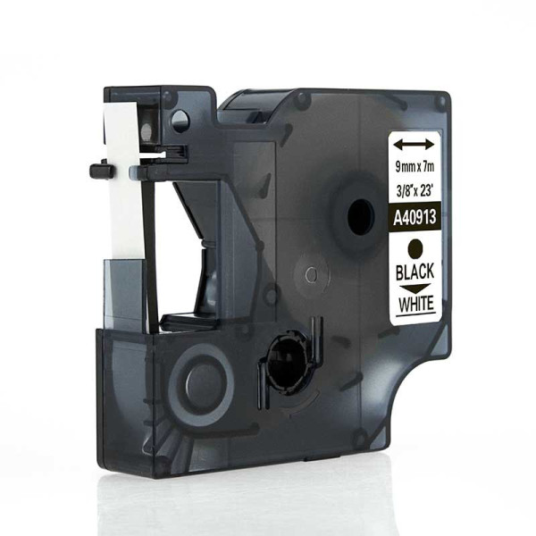 Alternatívna páska Dymo 40913, S0720680 / 41913, 9mm x 7m čierna tlač / biely podklad