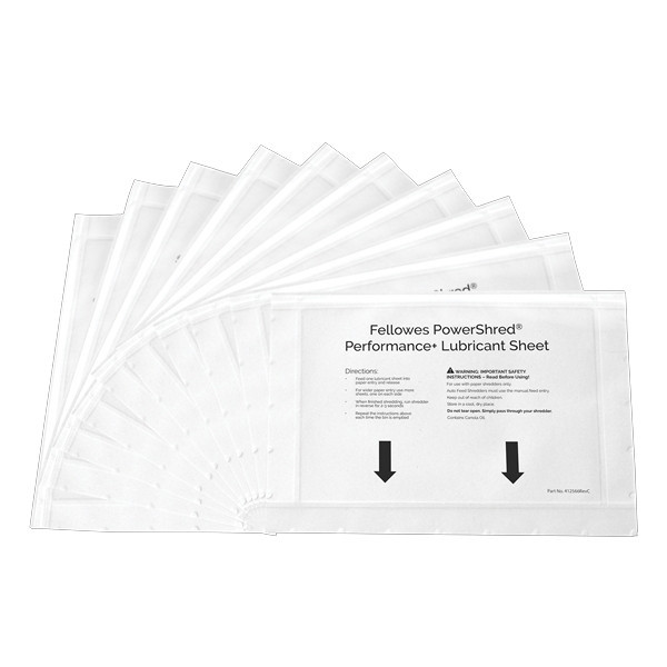 Čistiace olejové listy Fellowes PowerShred Performance+ pre skartovacie stroje (10ks)