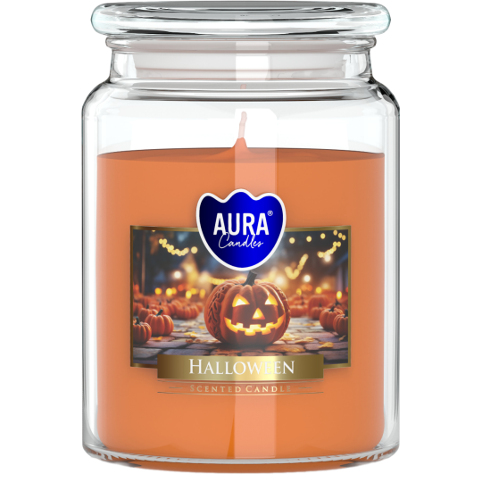 Vonná sviečka v skle s viečkom Halloween 500g 100 hodín SND99-466 Aura