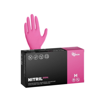 Nitrilové rukavice Nitril Ideal, nepudrované, tmavo ružové, 3,5 g, vel.M,100ks 100081