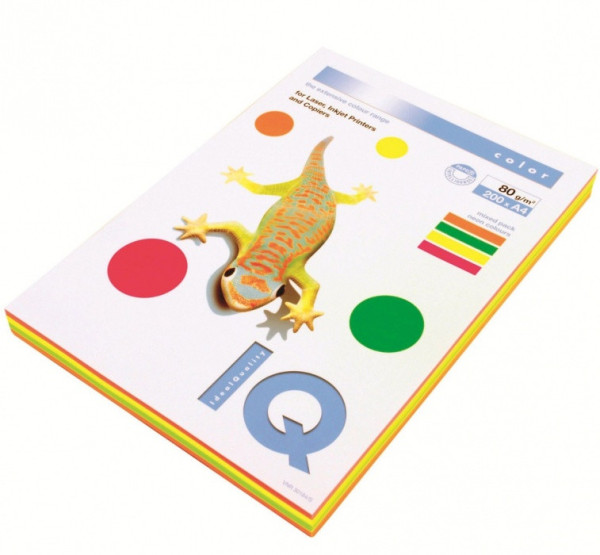 Farebný papier IQ - A4, 80g, neón mix color 4 x 50 listov, IQC480/N-RB- dopredaj