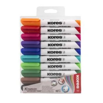Kores Popisovač na biele tabule K-MARKER - okrúhly hrot, sada 10 farieb 704.561