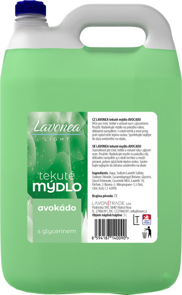 LAVONEA tekuté mydlo light AVOCADO 5L 10153
