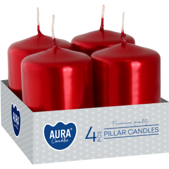 Adventná sviečka Červená metalíza 4ks, SW40/60-230 Aura