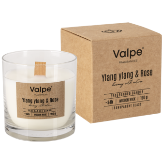 Vonná sviečka s dreveným knôtom YLANG YLANG & RUŽA sn82-000-384 Valpe