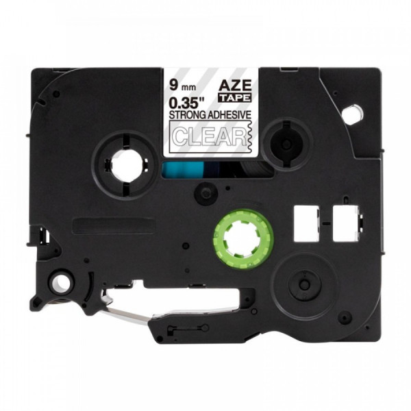 Alternatívna páska Brother TZ-S125 / TZe-S125, 9mm x 8m, extra adhezívna biela tlač / priehľadný podklad