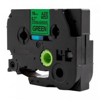 Alternatívna páska Brother TZ-S741 / TZe-S741, 18mm x 8m, extra adhezívna čierna tlač / zelený podklad
