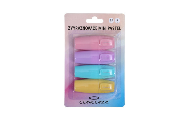 Zvýrazňovače Concorde Mini Pastel, blister, 4ks A65697