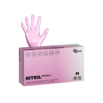 Nitrilové rukavice nitril sparkle 100 ks, nepudrované perleťovo ružové veľkosť M 4,0g