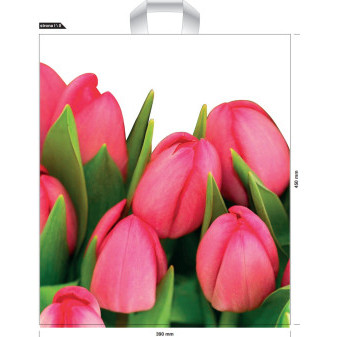 Plastová darčeková taška s potlačou - Tulipány 100 ks, 2,78 kč/ks
